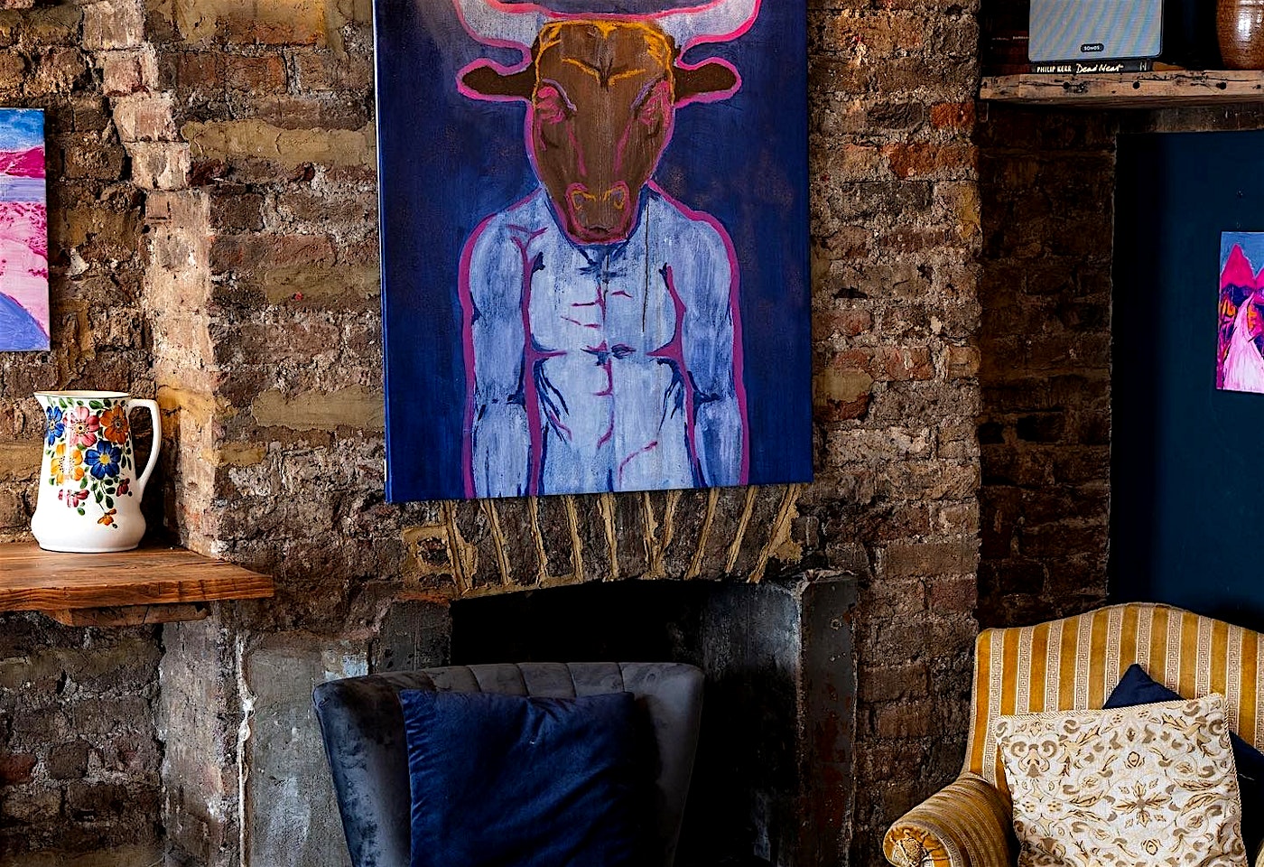 artwork on display at tap and bottle london bridge wine bar london