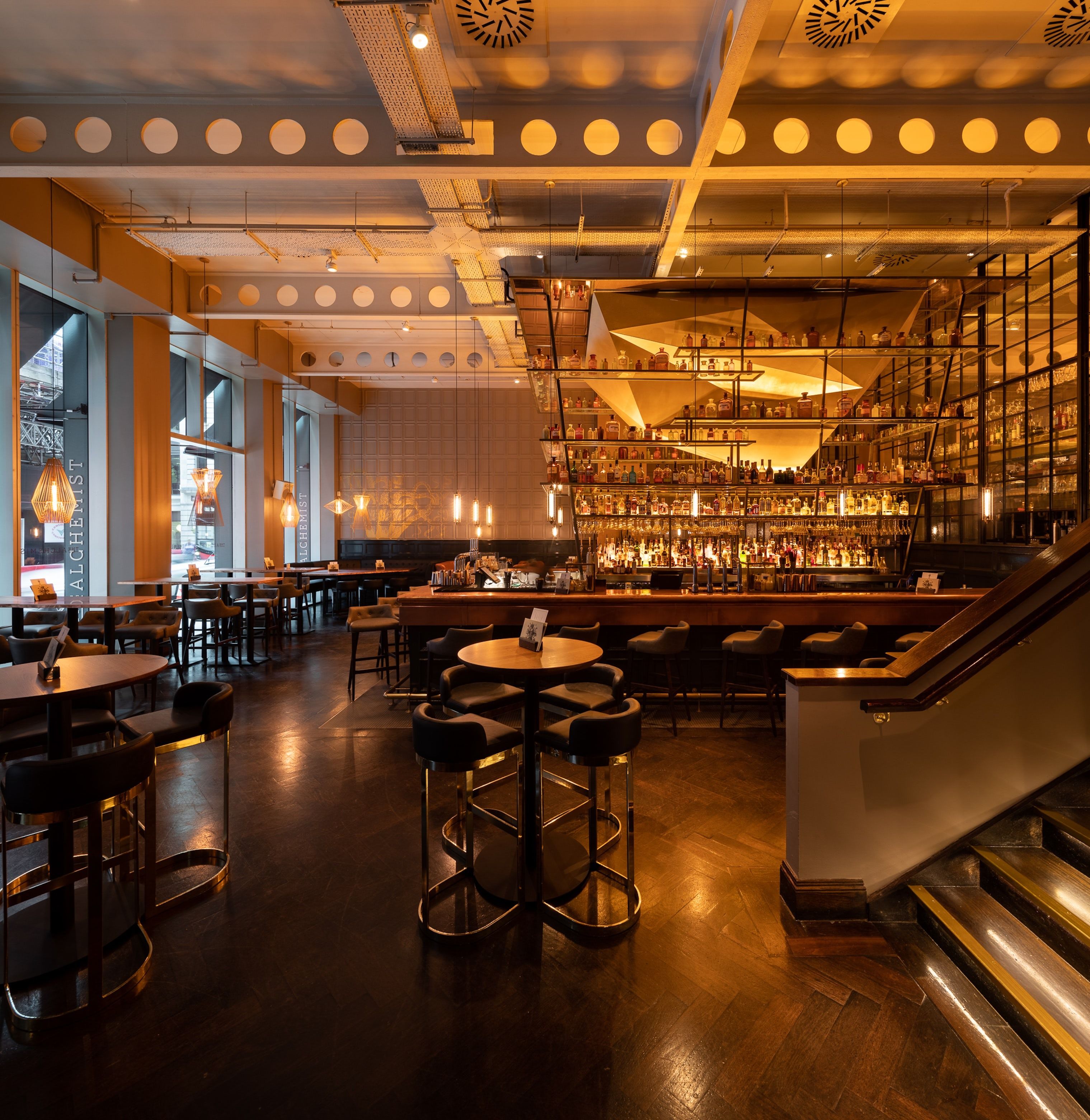 interior of the alchemist bevis marks liverpool street cocktail bar london