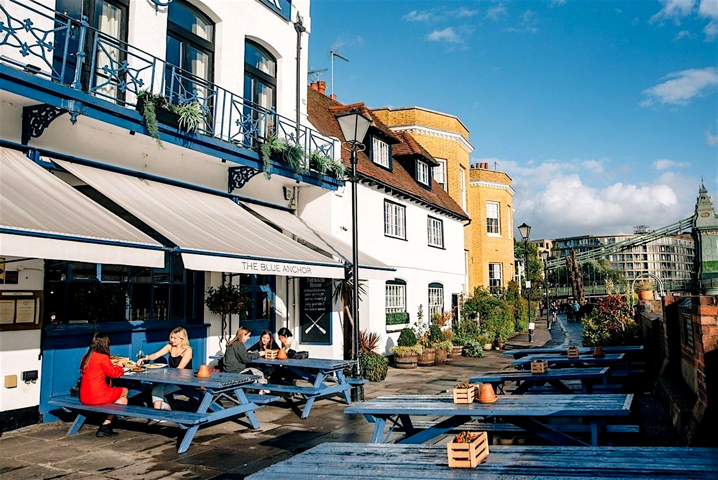 terrace of the blue anchor hammersmith river bar