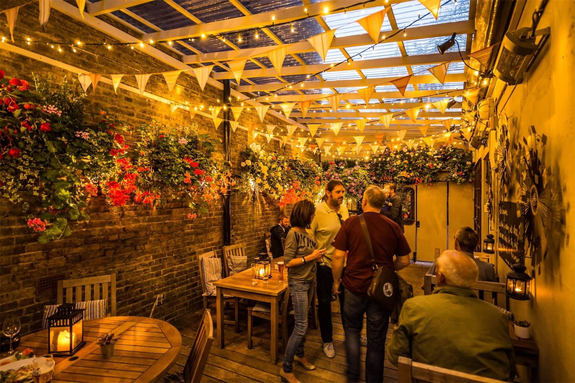 small garden at the crown and sceptre shepherds bush london bar