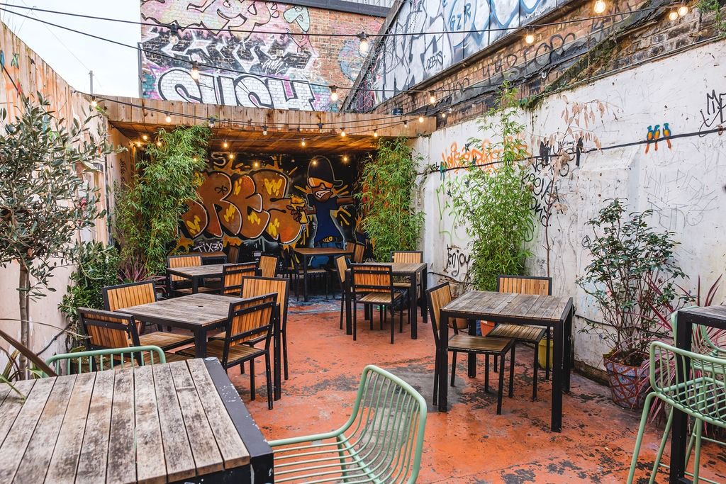 beer garden at the lord napier star in hackney wick london