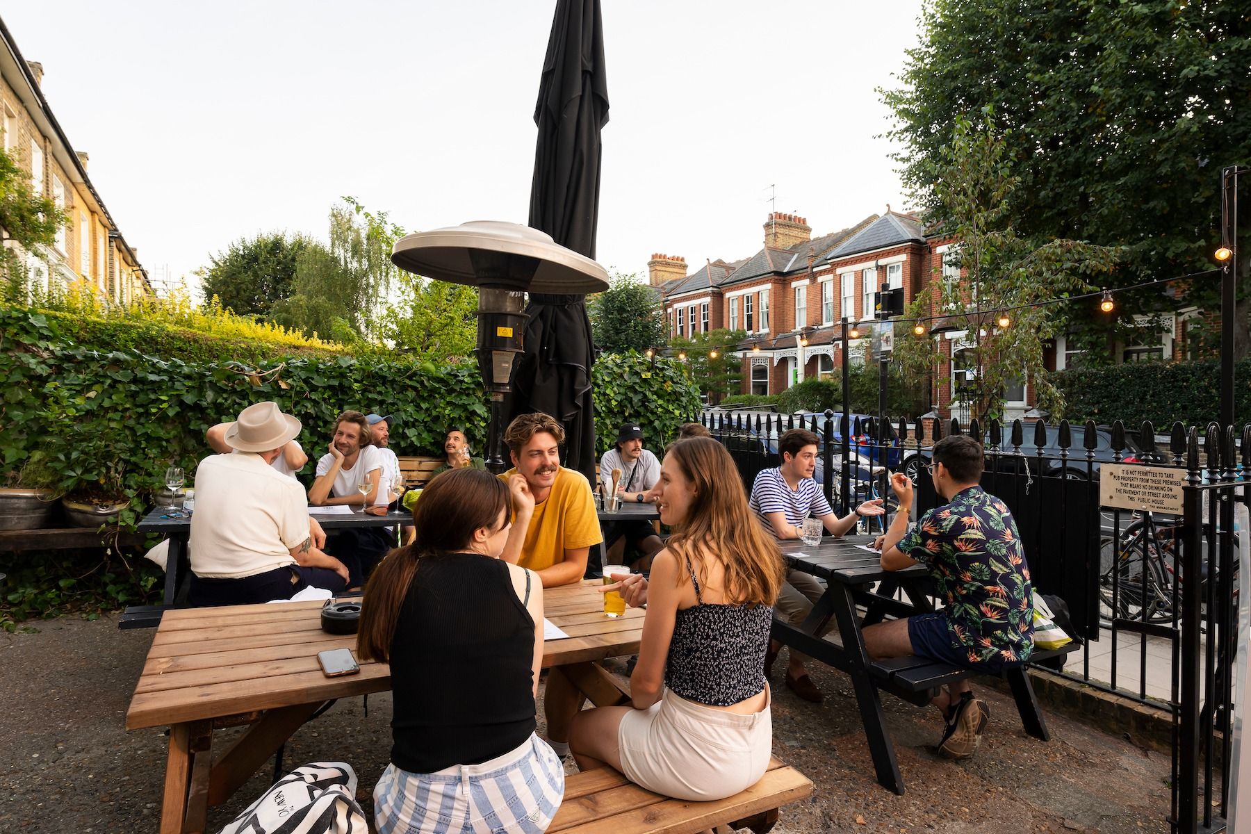 beer garden at the prince george pub in dalston in london