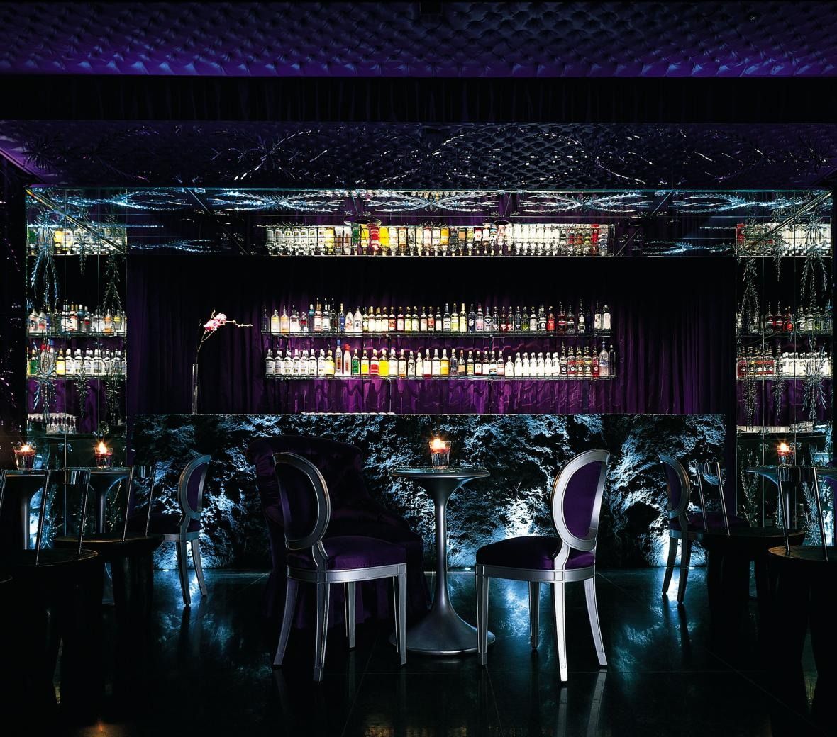 interior of the purple bar in fitzrovia london bar