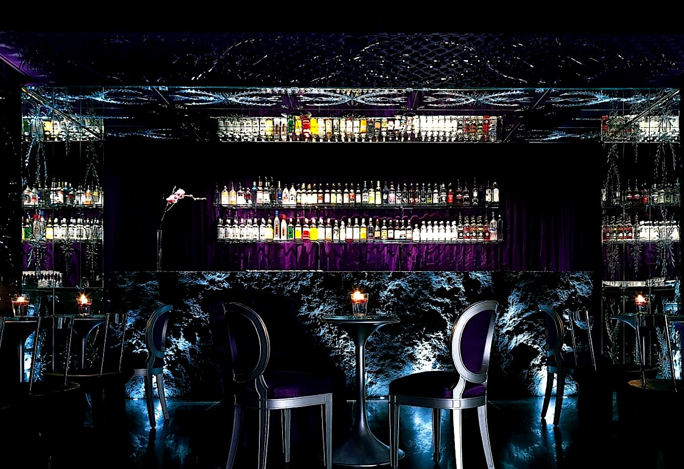 interior of the purple bar in fitzrovia london bar