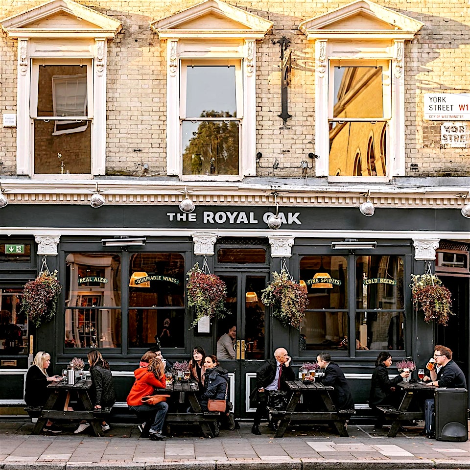exterior and people at the royal oak marylebone bar london
