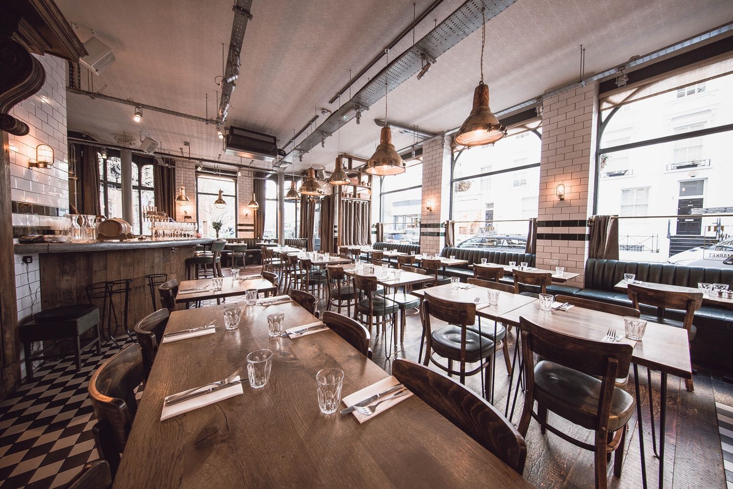 interior of the worlds end market distillery chelsea london bar