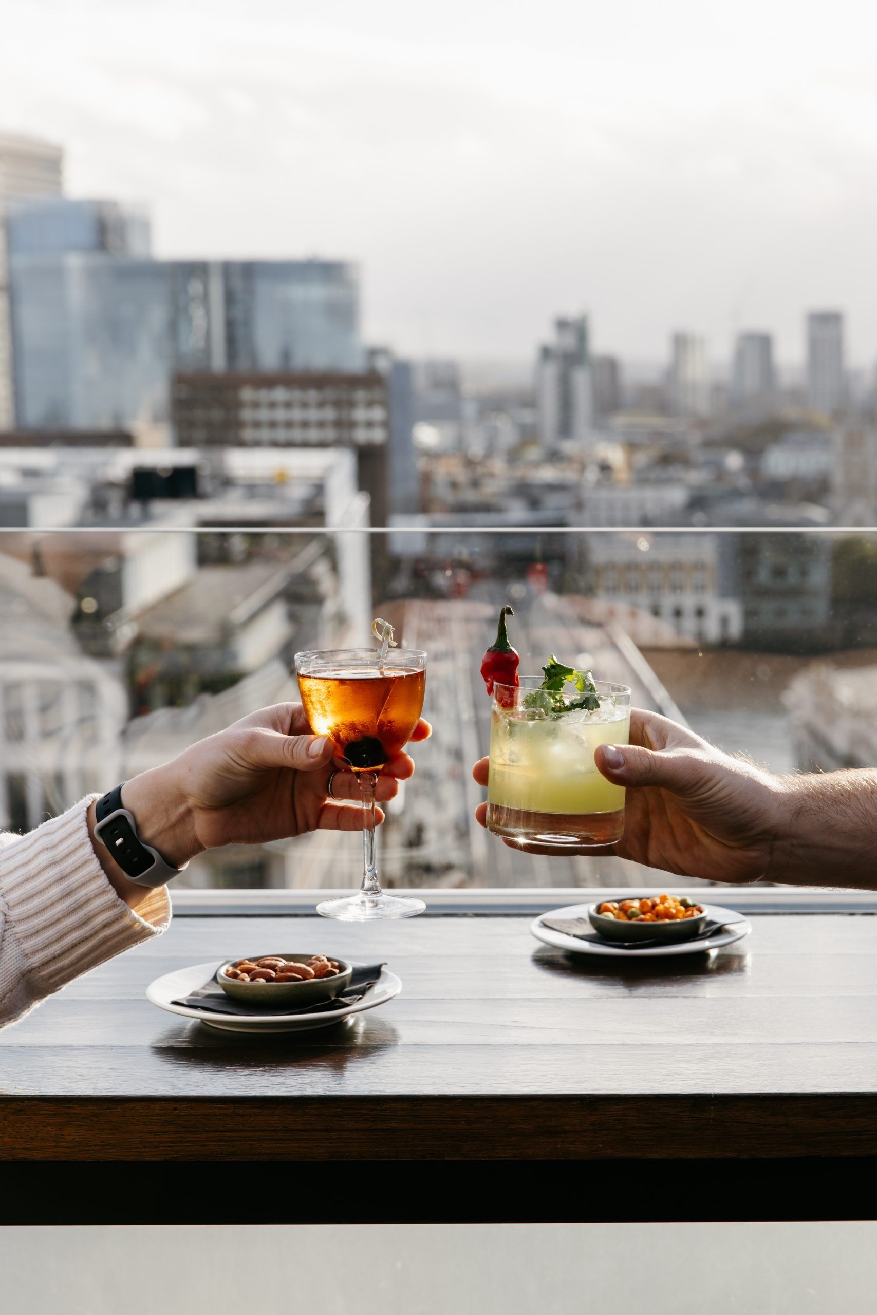 cocktails at wagtail rooftop bar and restaurant city of london private dining