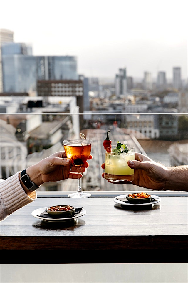 cocktails at wagtail rooftop bar and restaurant city of london private dining