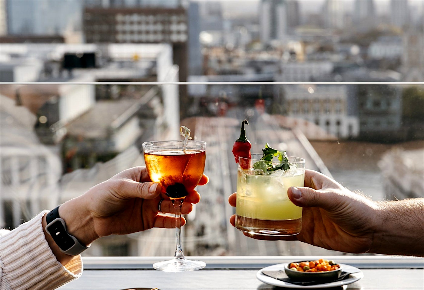 cocktails at wagtail rooftop bar and restaurant city of london private dining